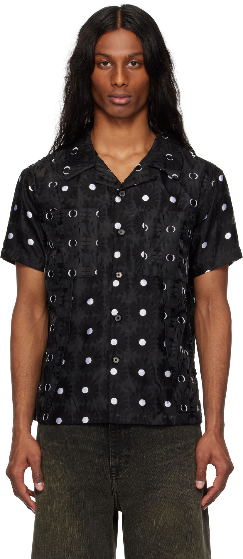 Skjorte Andersson Bell Andersson Bell Half Sheer Flower Shirt Sort | atb1276m