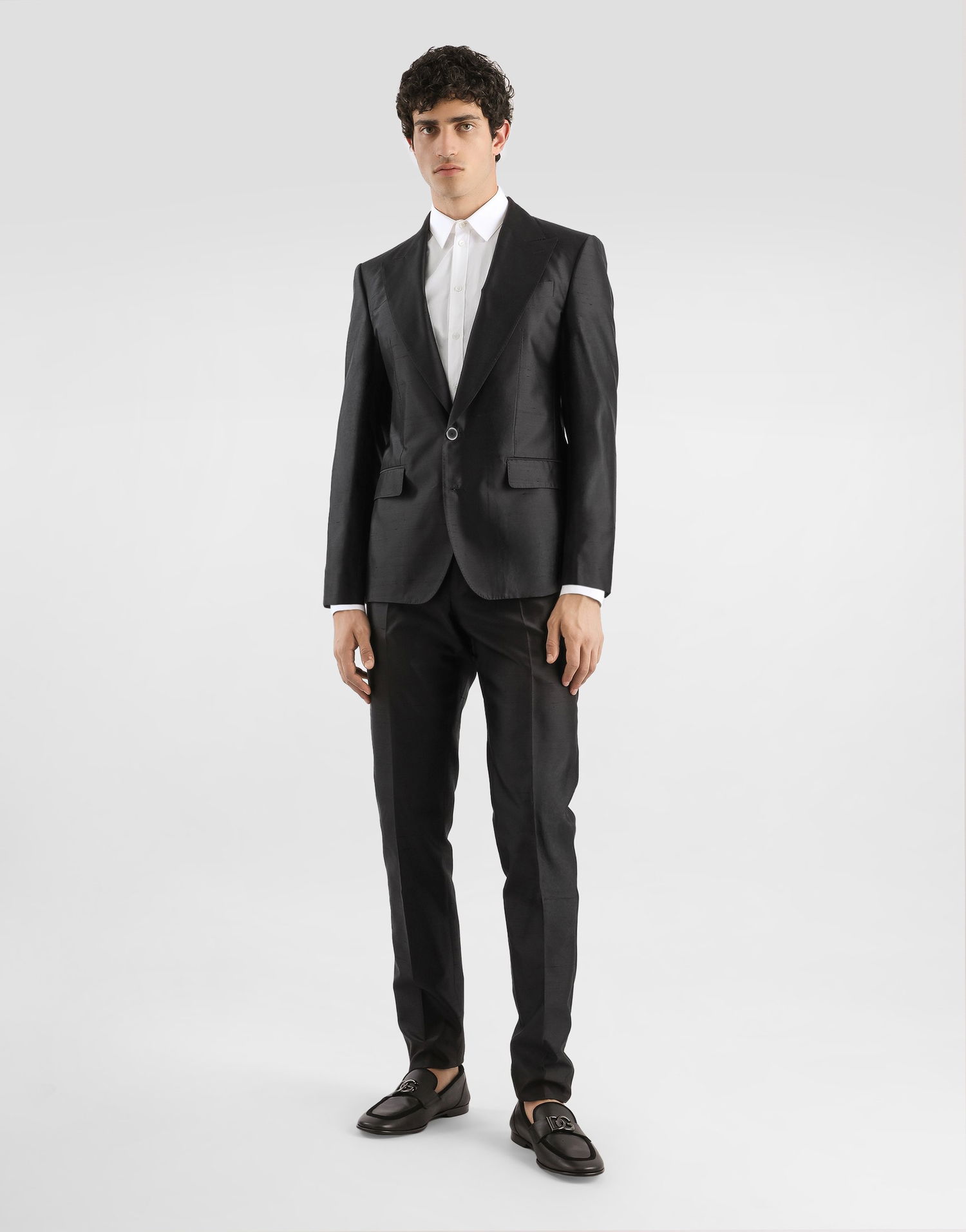 Træningsdragt Dolce & Gabbana Dolce & Gabbana Double-breasted Mikado Shantung Silk Suit 52 Sort | GK036TFU1L5N0000, 1