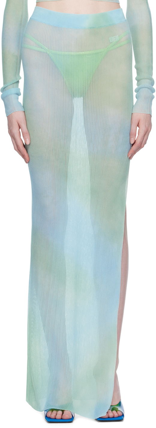 Nederdel Off-White Off-White Tie-Dye Midi Skirt Blå | OWHL027S23KNI0014001