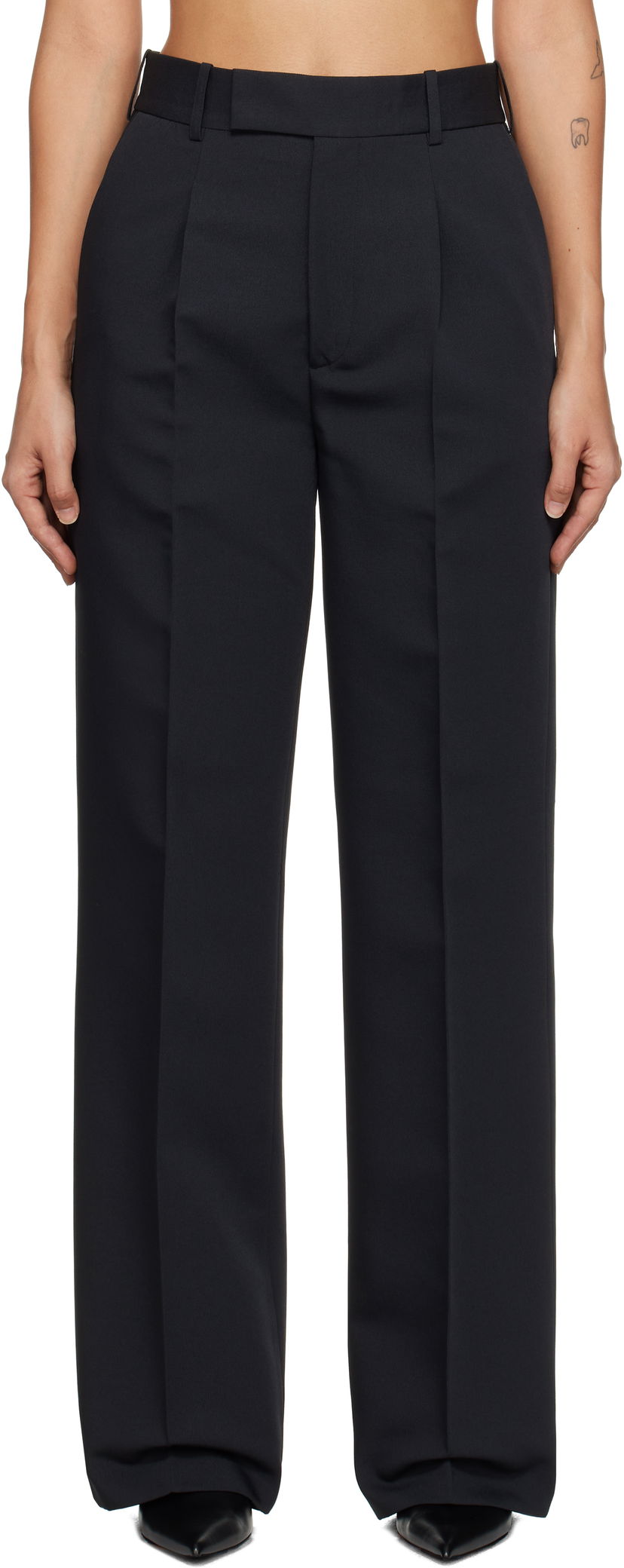 Bukser Róhe Relaxed Single Pleated Trousers Sort | 613-30-012