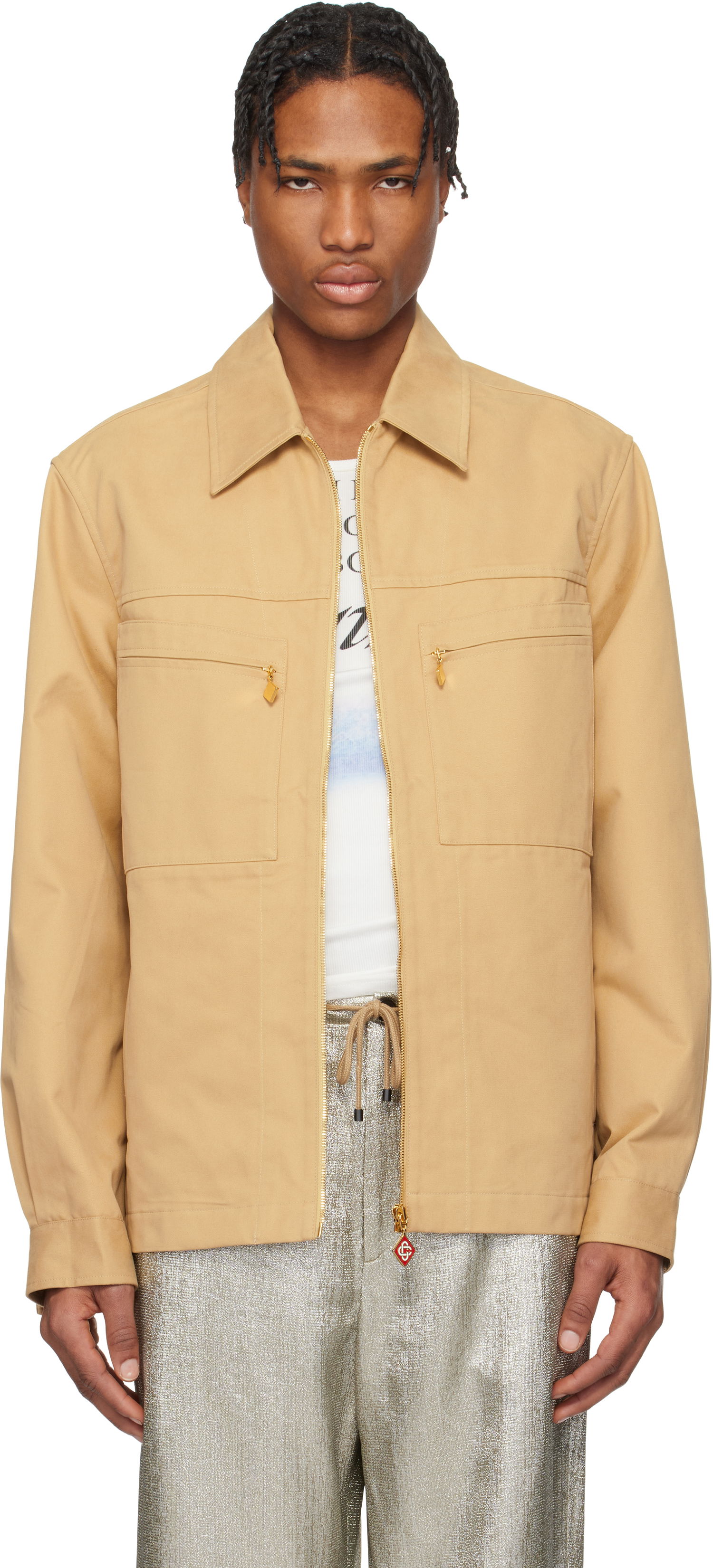 Jakke Casablanca Casablanca Zip-Up Jacket Beige | MS25-JK-341-01, 0