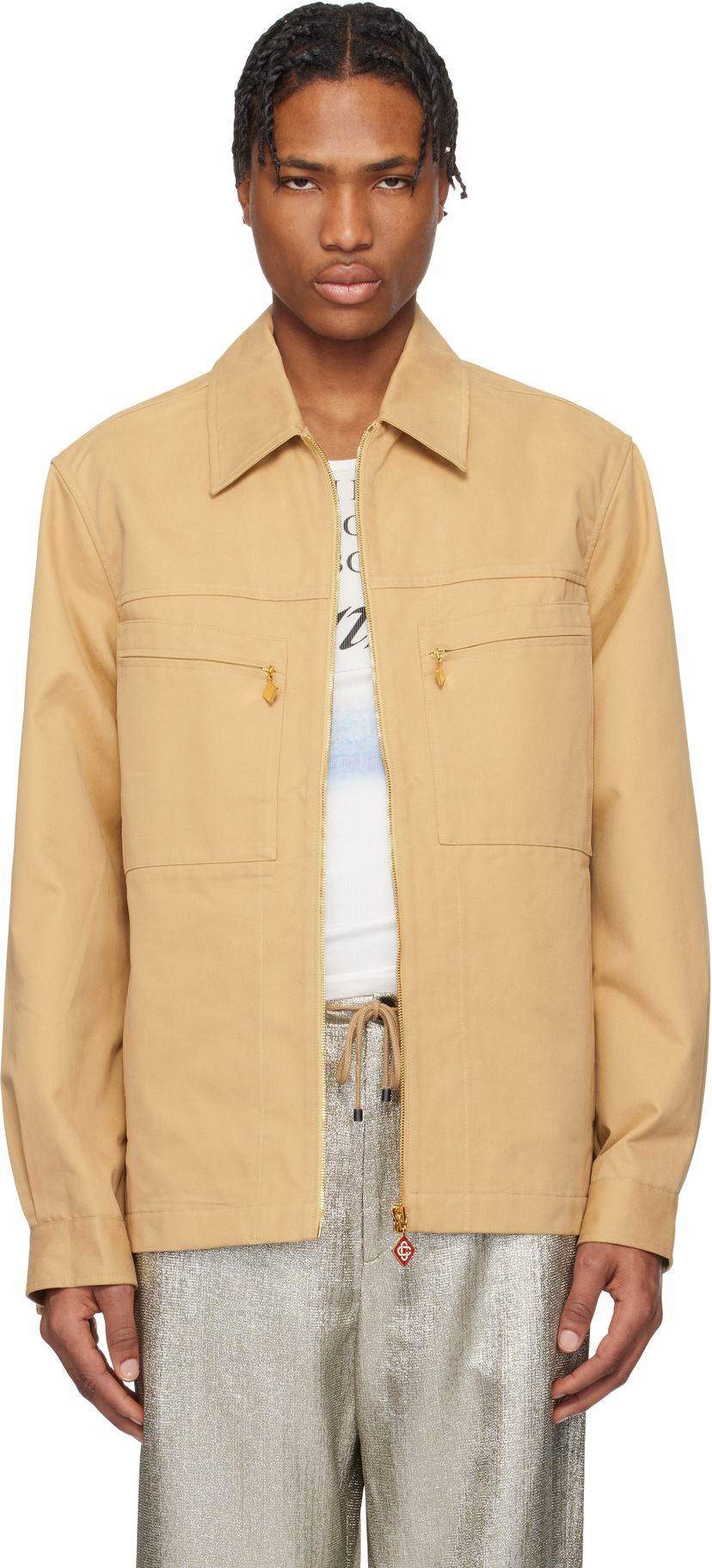 Jakke Casablanca Casablanca Zip-Up Jacket Beige | MS25-JK-341-01