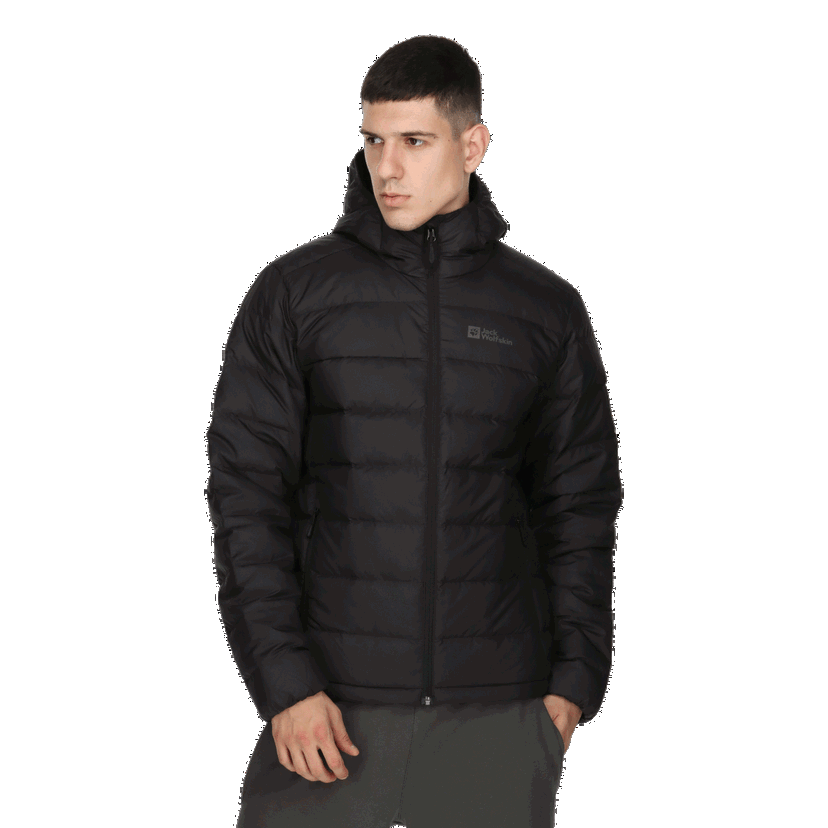 Puffer jakke Jack Wolfskin ATHER Down Hooded Puffer Jacket Sort | 1207671-6000