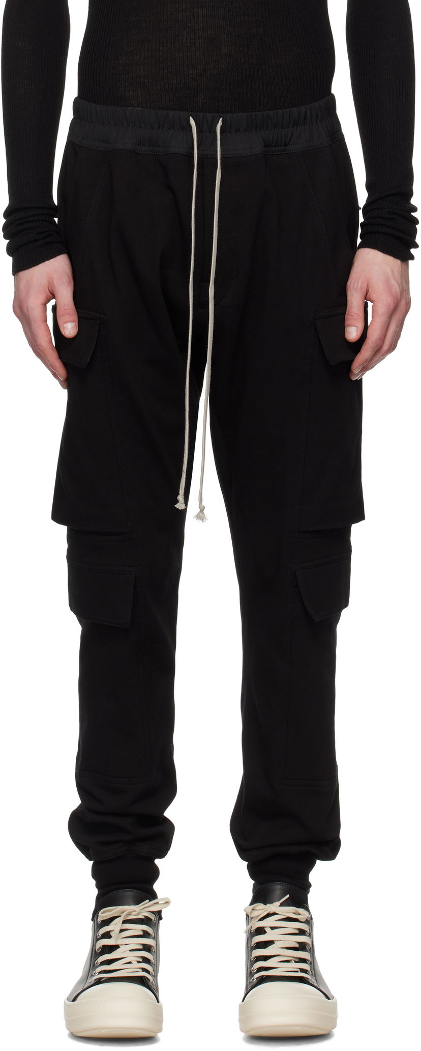 Cargo bukser Rick Owens Rick Owens Hollywood Mastodon Megacargo Pants Sort | RU01E5337 BA