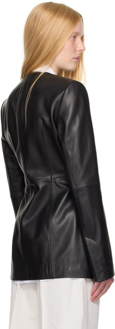 Jakke TOTEME TOTEME Collarless Leather Jacket Sort | 252-WRO0192-LE0127, 2