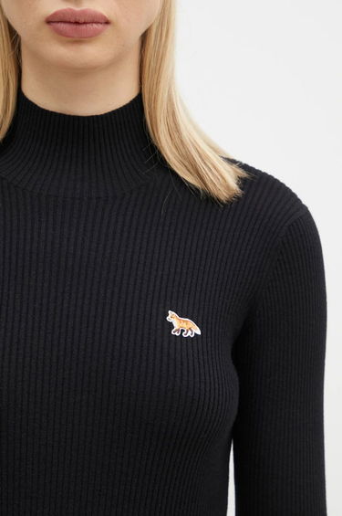 Sweater MAISON KITSUNÉ Maison Kitsuné Black Baby Fox Patch Turtleneck Sort | NW00807KT1091, 3