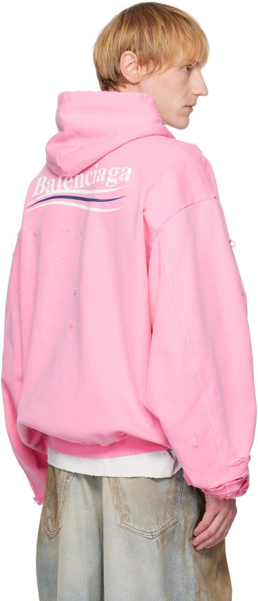 Sweatshirt Balenciaga Balenciaga Political Campaign Destroyed Hoodie Lyserød | 818557TRVP9, 2