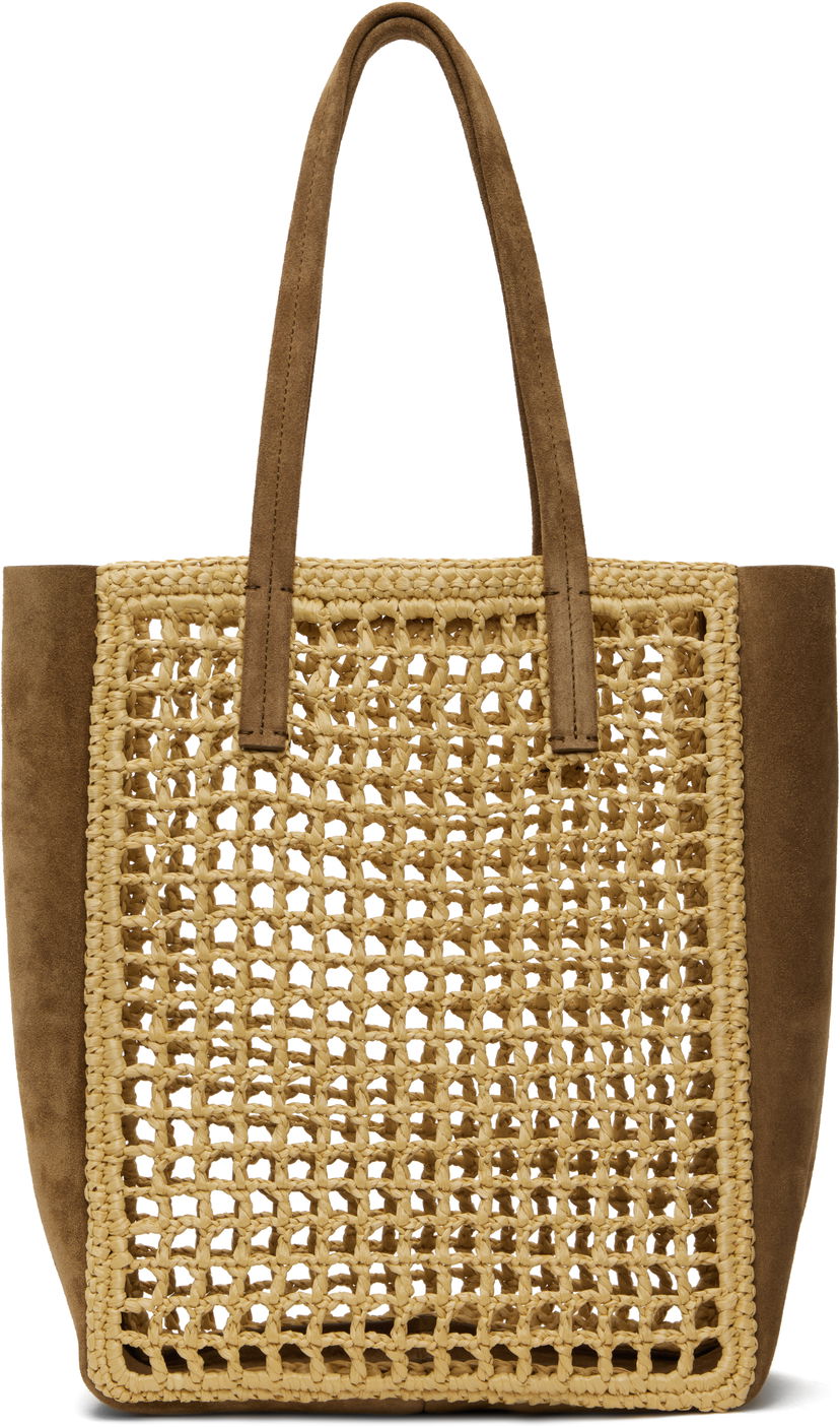 Mulepose Khaite KHAITE Small Zoe Raffia and Suede Tote Brun | H1039-724
