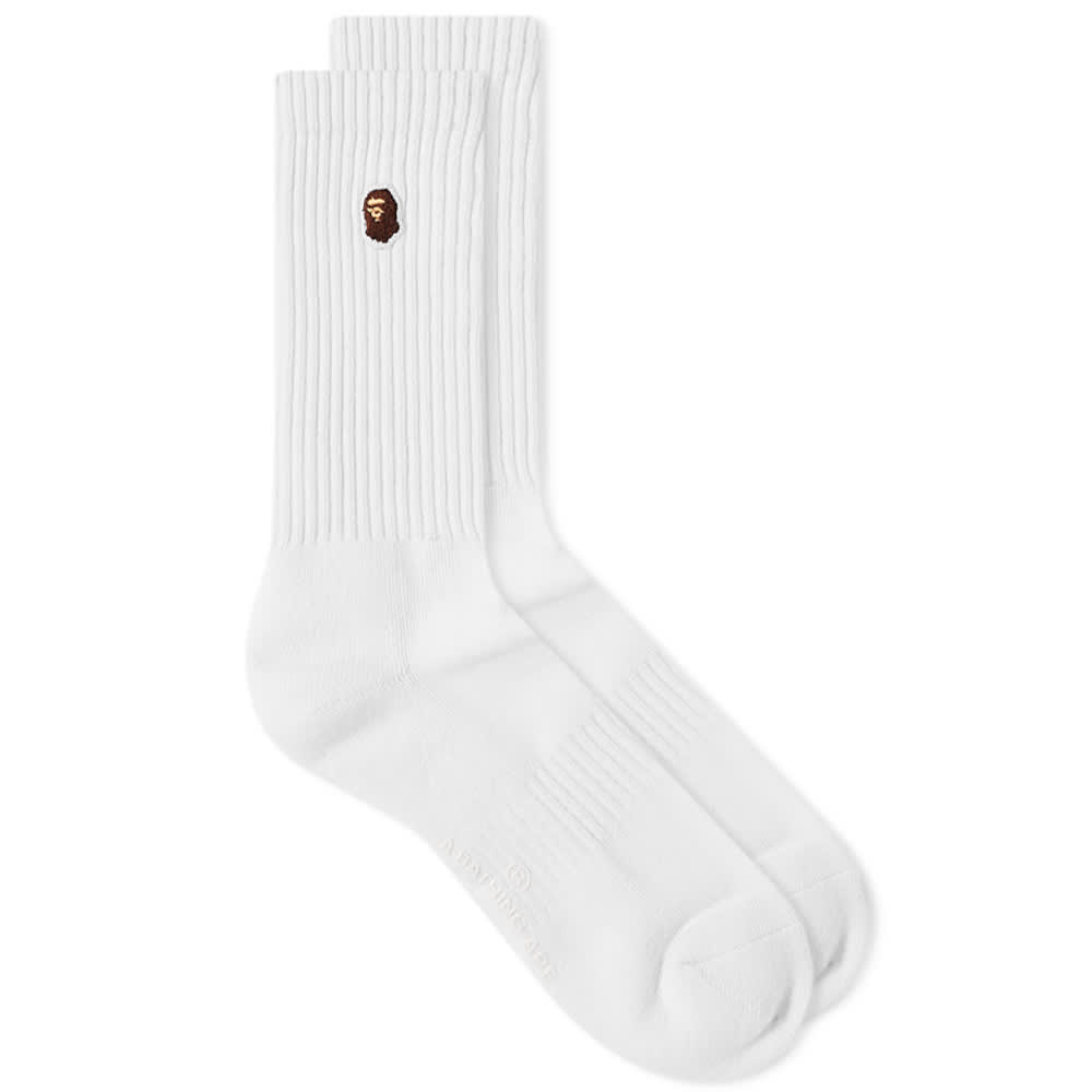 Sokker BAPE A Bathing Ape Ape Head One Point Sock Hvid | 001SOI801002M-WHT, 0