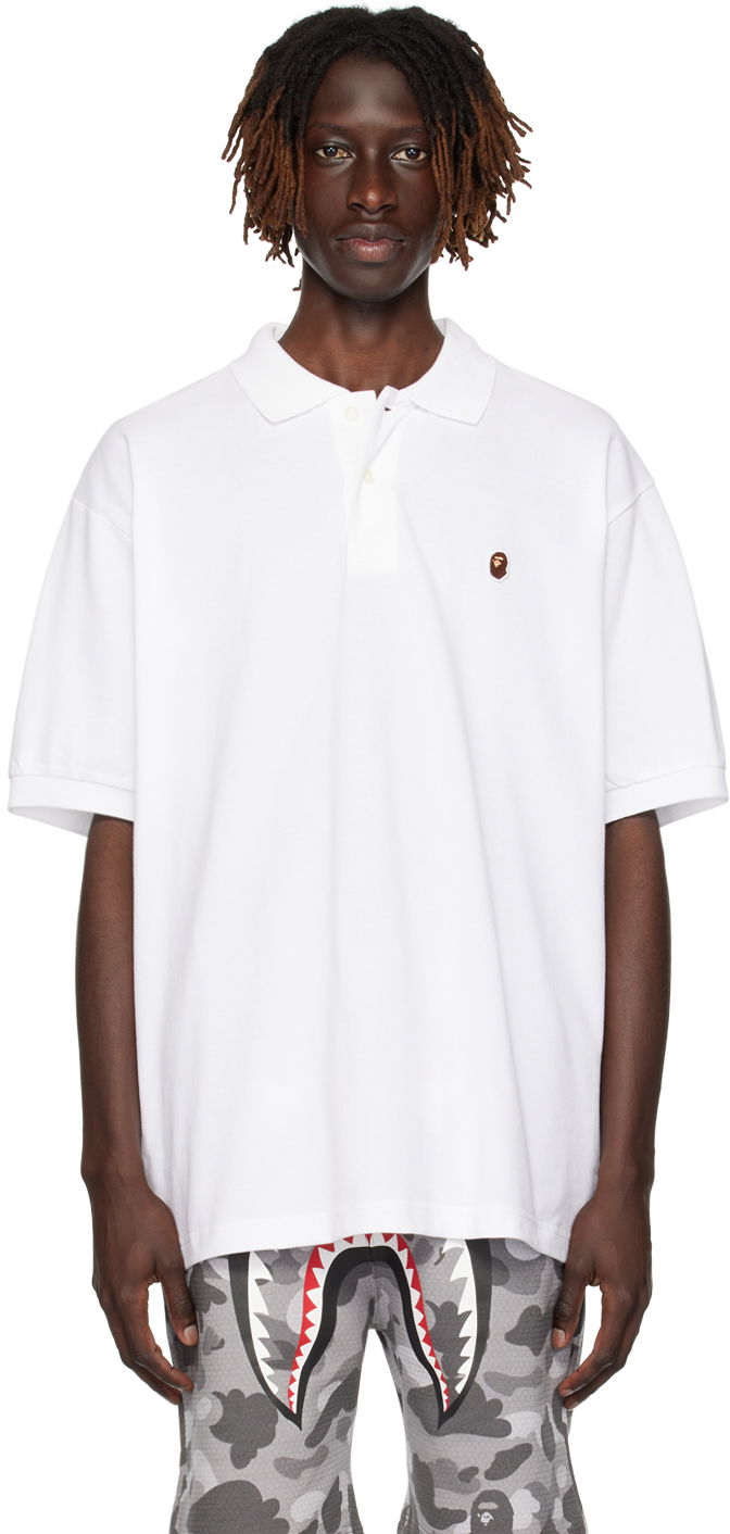 T-shirt BAPE Ape Head One Point Polo Hvid | 001POJ301005M, 0