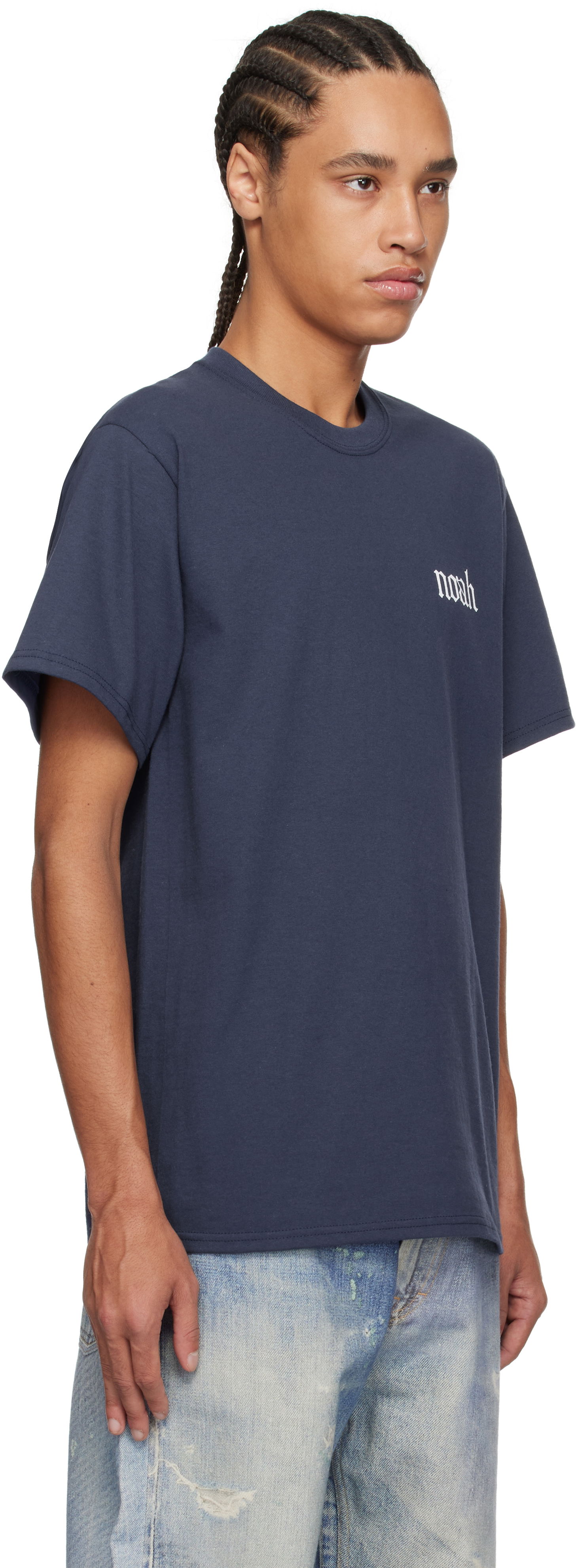 T-shirt Noah Noah Gothic 'N' T-Shirt Mørkeblå | T260SS25NVY, 1
