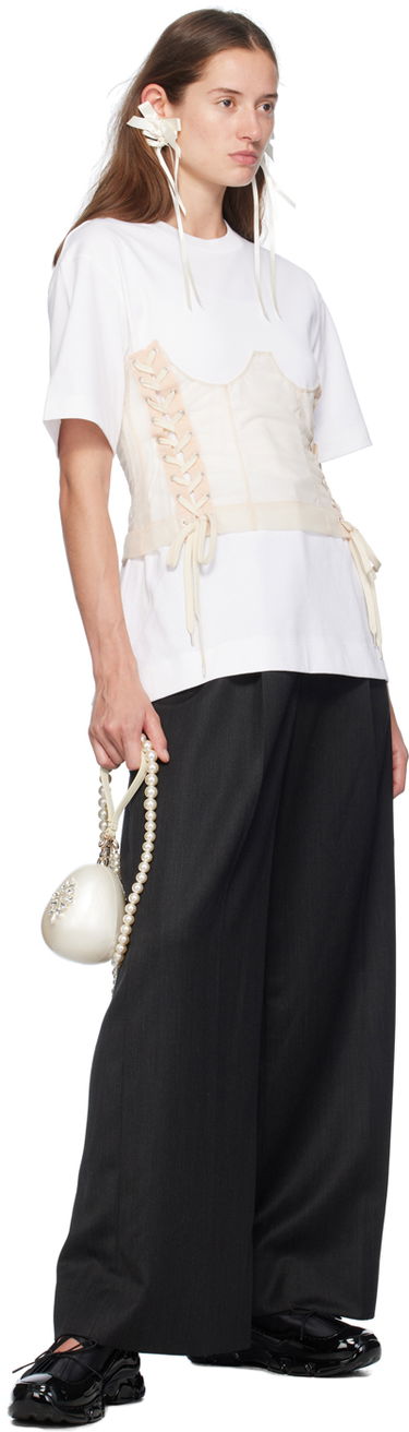 T-shirt Simone Rocha Simone Rocha Corset Panel Boxy T-Shirt Hvid | 5282 0562, 3