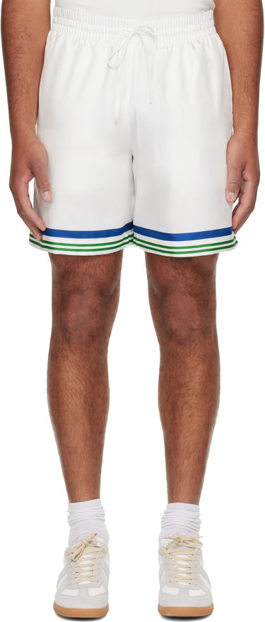 Shorts Casablanca Tennis Club Icon Silk Twill Shorts Hvid | M-AW25-TR-012-01, 0