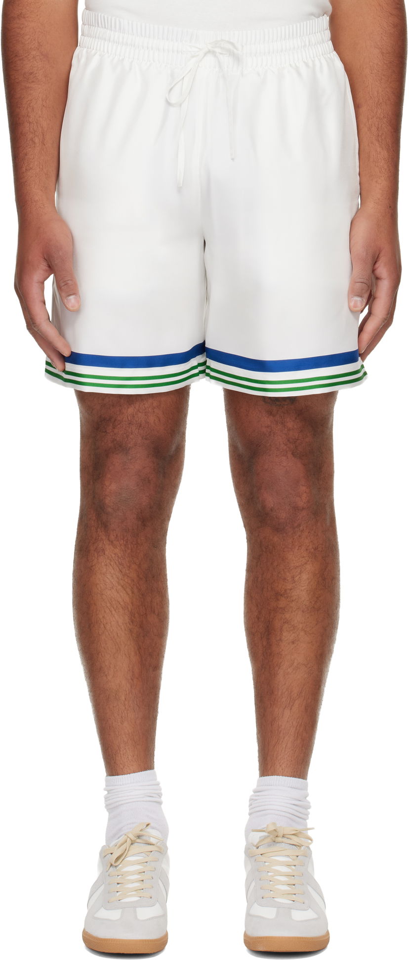 Shorts Casablanca Tennis Club Icon Silk Twill Shorts Hvid | M-AW25-TR-012-01