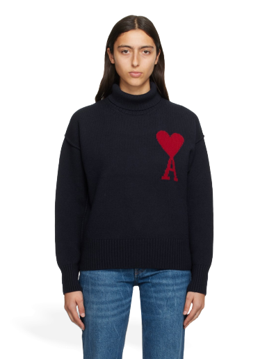 Sweater AMI Turtleneck Mørkeblå | UKS406.018