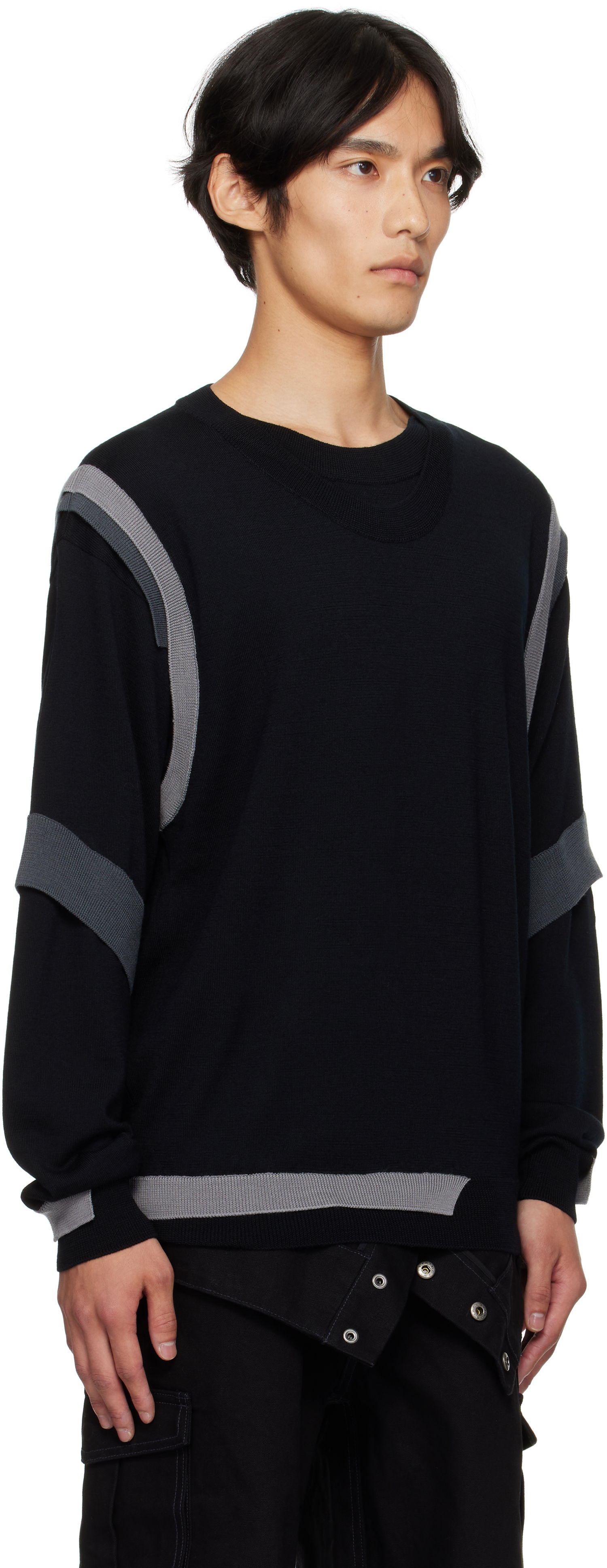 Sweater Andersson Bell Layered Crewneck Sweater Sort | atb1334m, 1