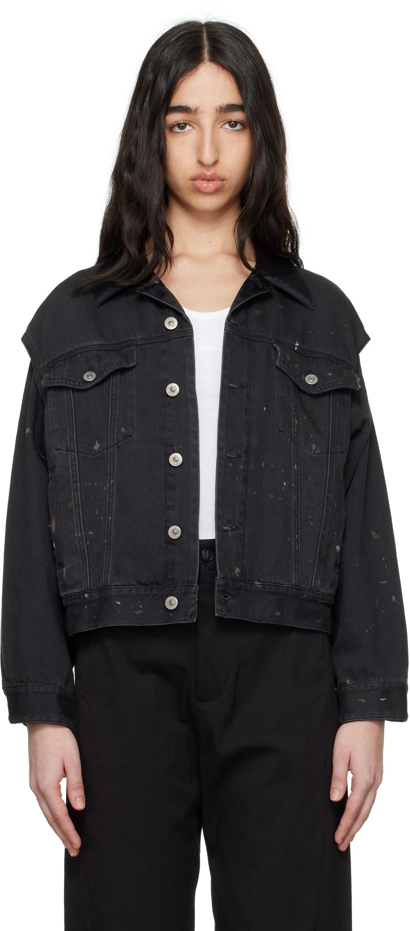 Jakke Maison Margiela MM6 Maison Margiela Splatter Effect Denim Jacket Sort | S62AN0150 M30011