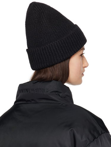 Beanie Anine Bing Anine Bing Elia Ribbed Knit Beanie Sort | A-12-10511-BLK1, 2