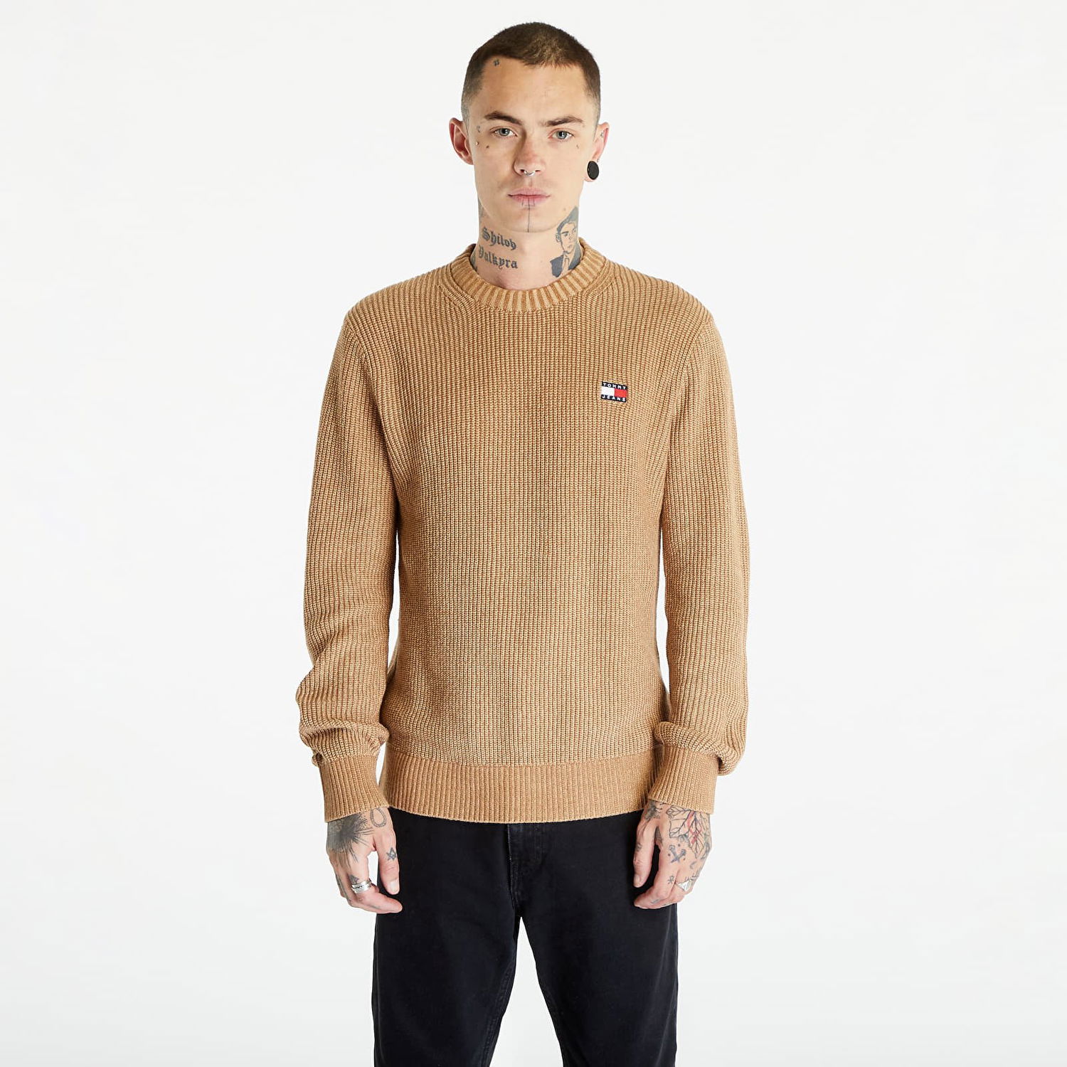 Sweater Tommy Hilfiger Tommy Jeans Regular Tonal Bad Sweater Tawny Sand Beige | DM0DM17776 AB0, 0