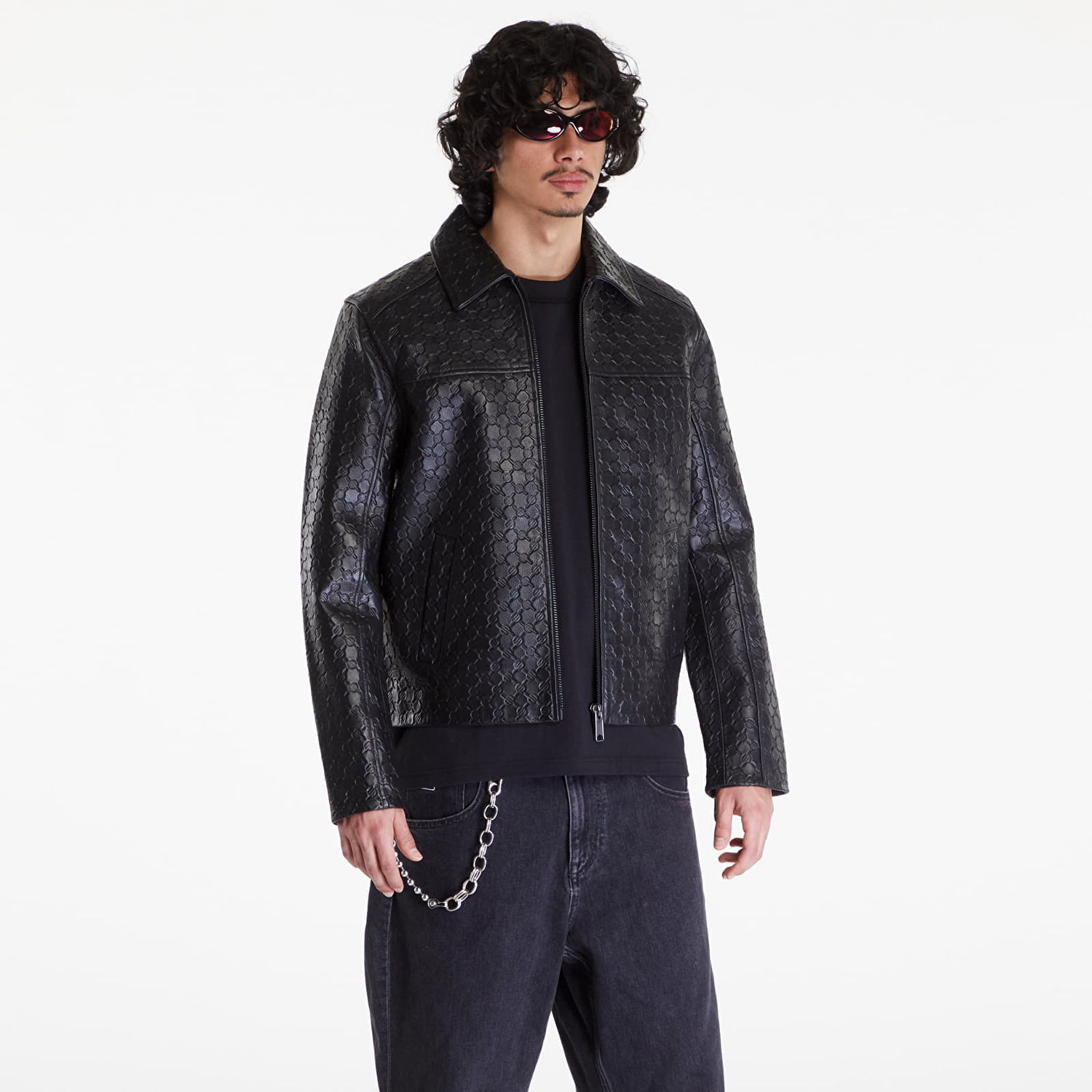 Jakke DAILY PAPER Silence Monogram Leather Jacket Sort | 2411001, 0