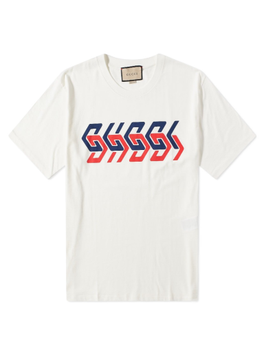 T-shirt Gucci Geometric Block Logo Tee Beige | 616036-XJDV9-9275