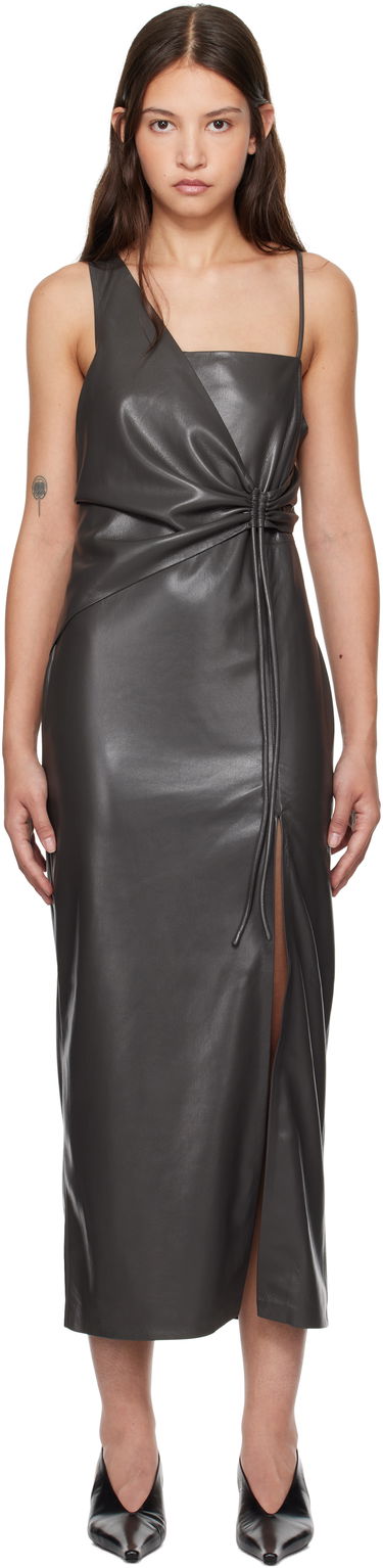 Kjole Nanushka Nanushka Fenera Vegan Leather Midi Dress Grå | NW24FWDR32269, 0