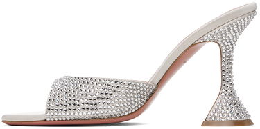 Skopleje Amina Muaddi Amina Muaddi Caroline Crystal Slipper Heeled Sandals Hvid | CAROLINE CRYSTAL SLIPPER CL, 2