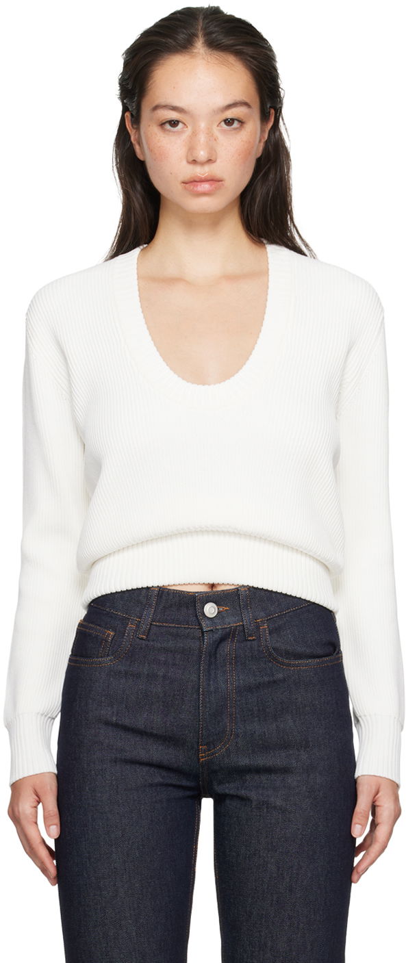 Sweater Coperni Coperni Knitted Long Sleeve Sweater Hvid | COPML110Y3003