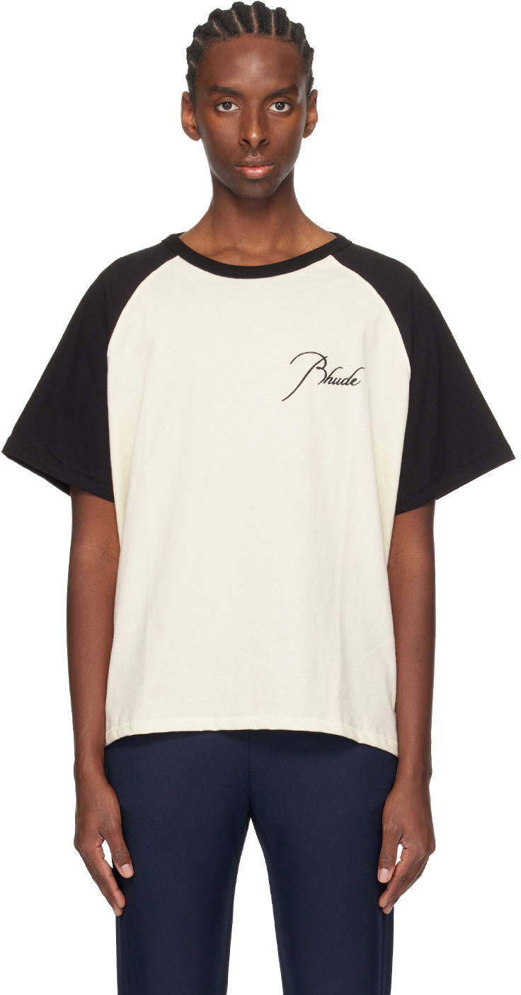 T-shirt Rhude Off-White Raglan Signature T-Shirt Beige | RHSS24TT28012636, 0