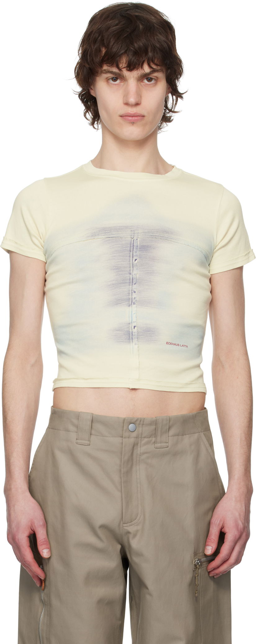 Crop top Eckhaus Latta Eckhaus Latta Lapped Baby T-Shirt Gul | 303-EL-PS25-O - OASIS