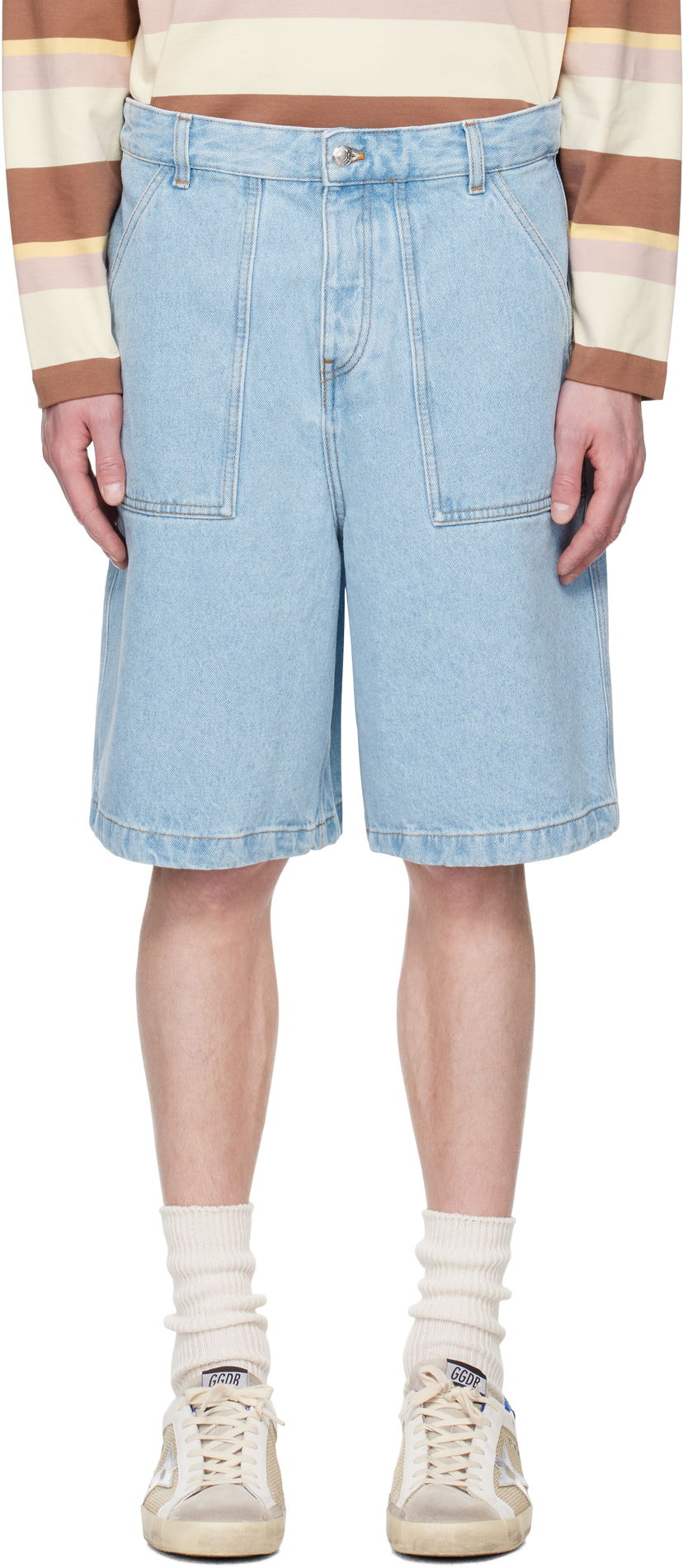 Shorts MAISON KITSUNÉ Maison Kitsuné Workwear Denim Shorts Blå | OM01403WD4009
