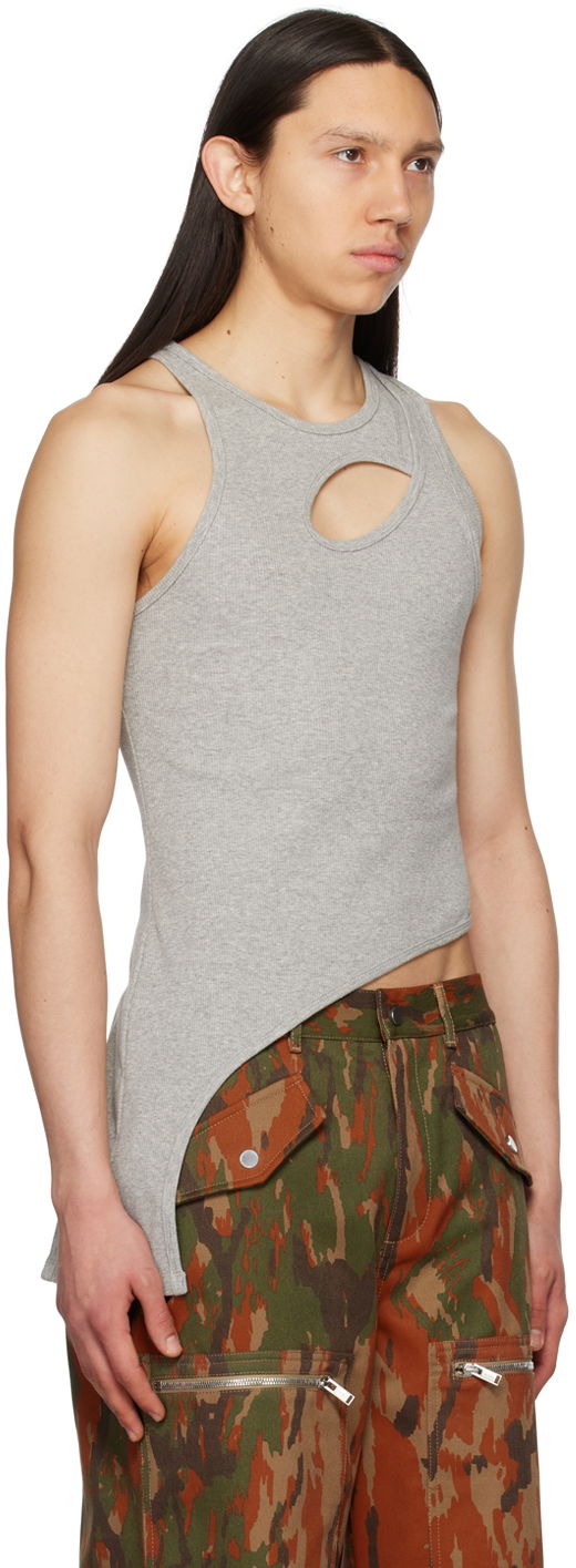Tanktop Dion Lee Cutout Asymmetric Tank Top Grå | C3129S23, 1