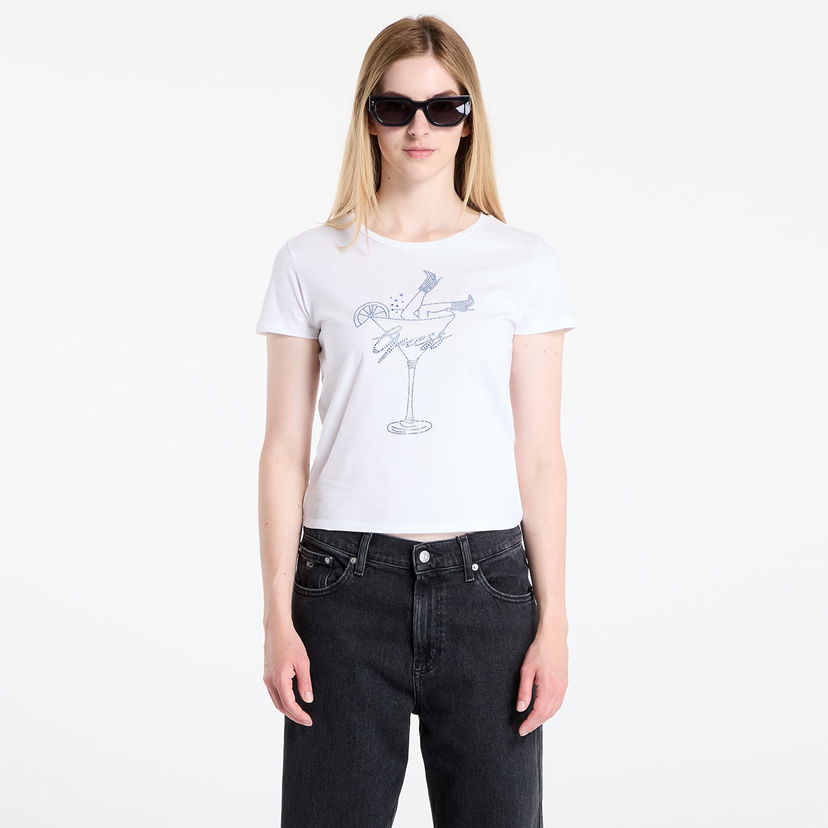 T-shirt GUESS GUESS Tini Boots Bling Baby Tee Hvid | W5YI31K9RM1-G011