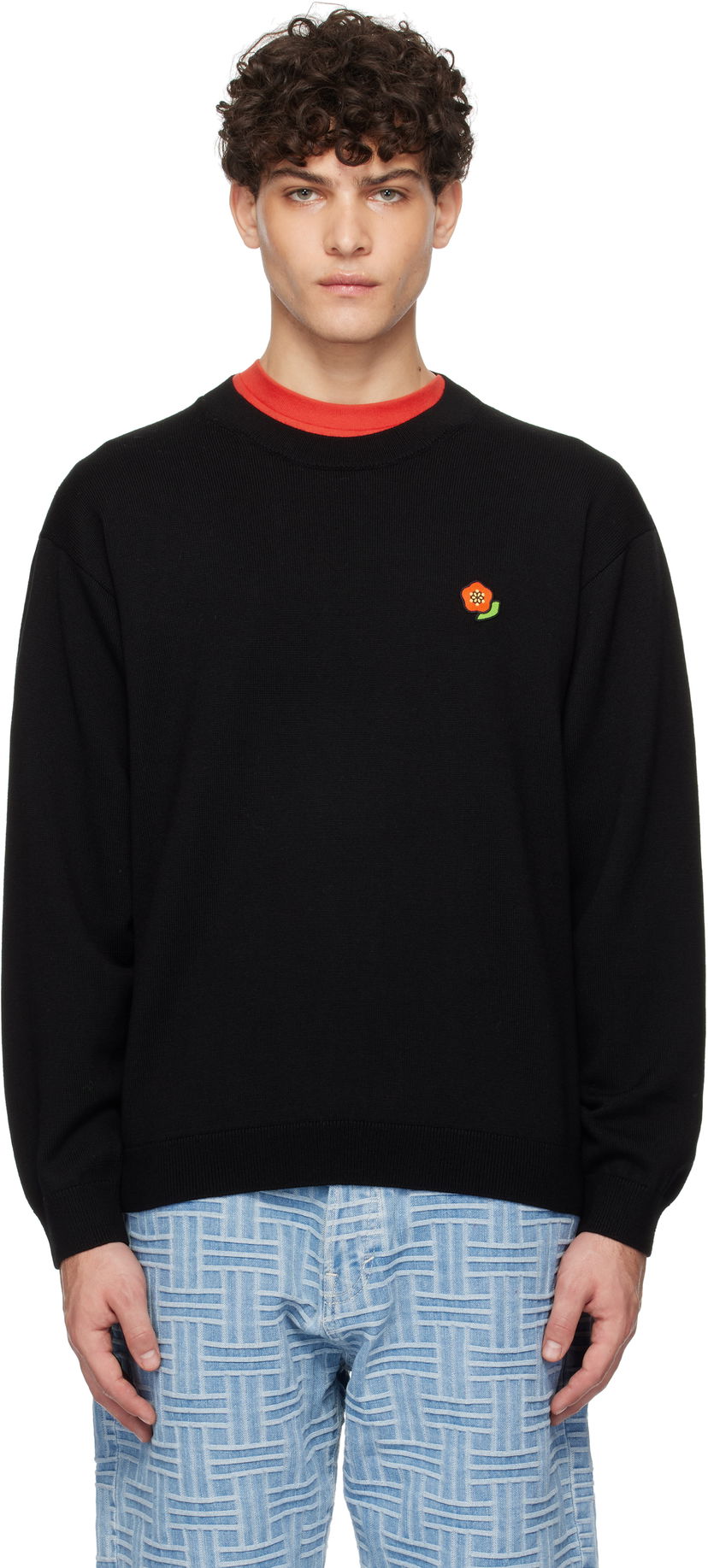 Sweater KENZO Paris Pop Flower Patch Sweatshirt Sort | FF55PU7263LB