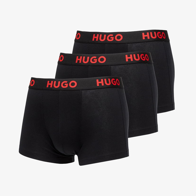 Boksere BOSS Logo-Waistband Stretch Trunks 3-Pack Black Sort | 50496723-001