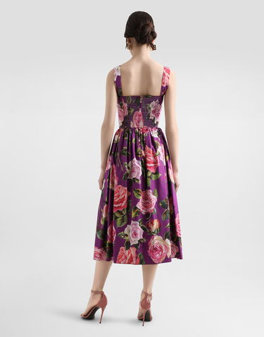 Kjole Dolce & Gabbana Dolce & Gabbana Rose Print Cotton Midi Dress Lilla | F6ZT1THS5TDHP5IG, 2
