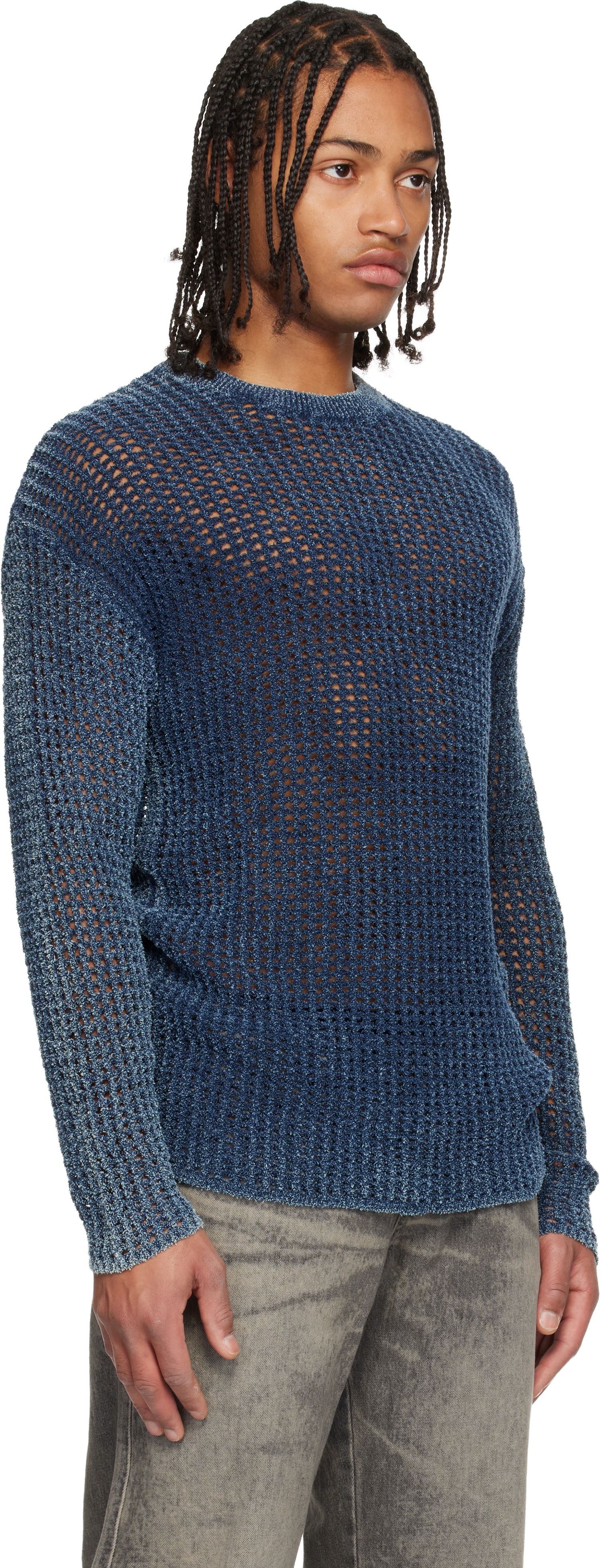 Sweater Diesel K-Redros Sheer Knit Crewneck Sweater Blå | A19202-0CBDP-8AT, 1