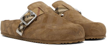 Tøj Burberry Burberry Check Suede Urchin Clogs Brun | 8113393, 3