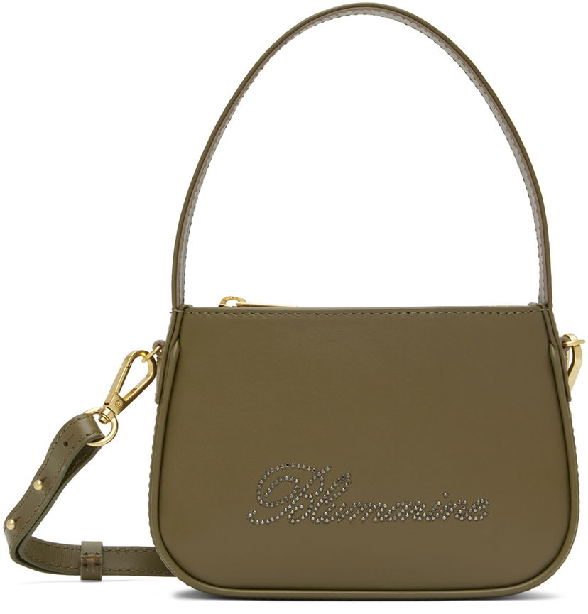 Skuldertaske Blumarine Rhinestone Logo Shoulder Bag Grøn | P4HHW004A