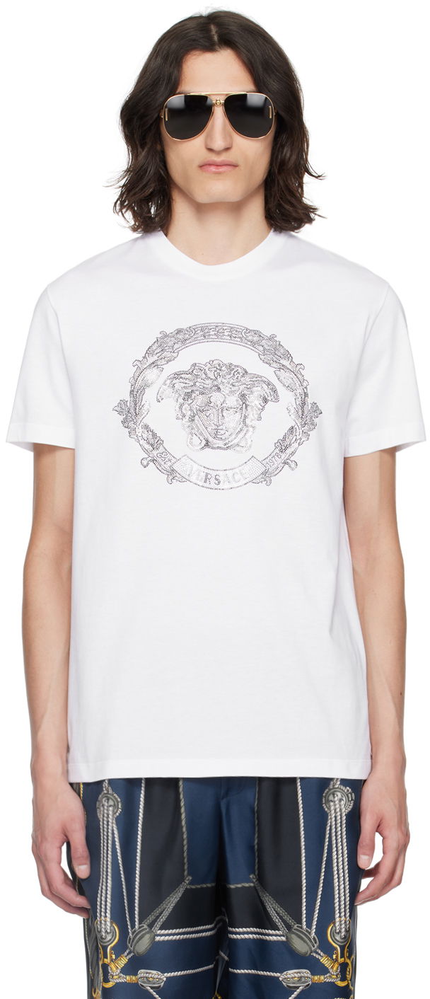 T-shirt Versace White Medusa Cartouche T-Shirt Hvid | 1013944_1A10848