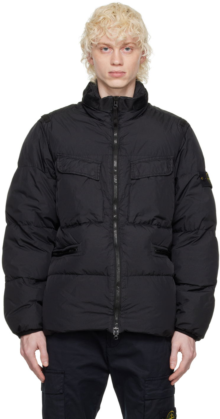 Puffer jakke Stone Island Garment-Dyed Down Jacket Sort | 771540123, 0