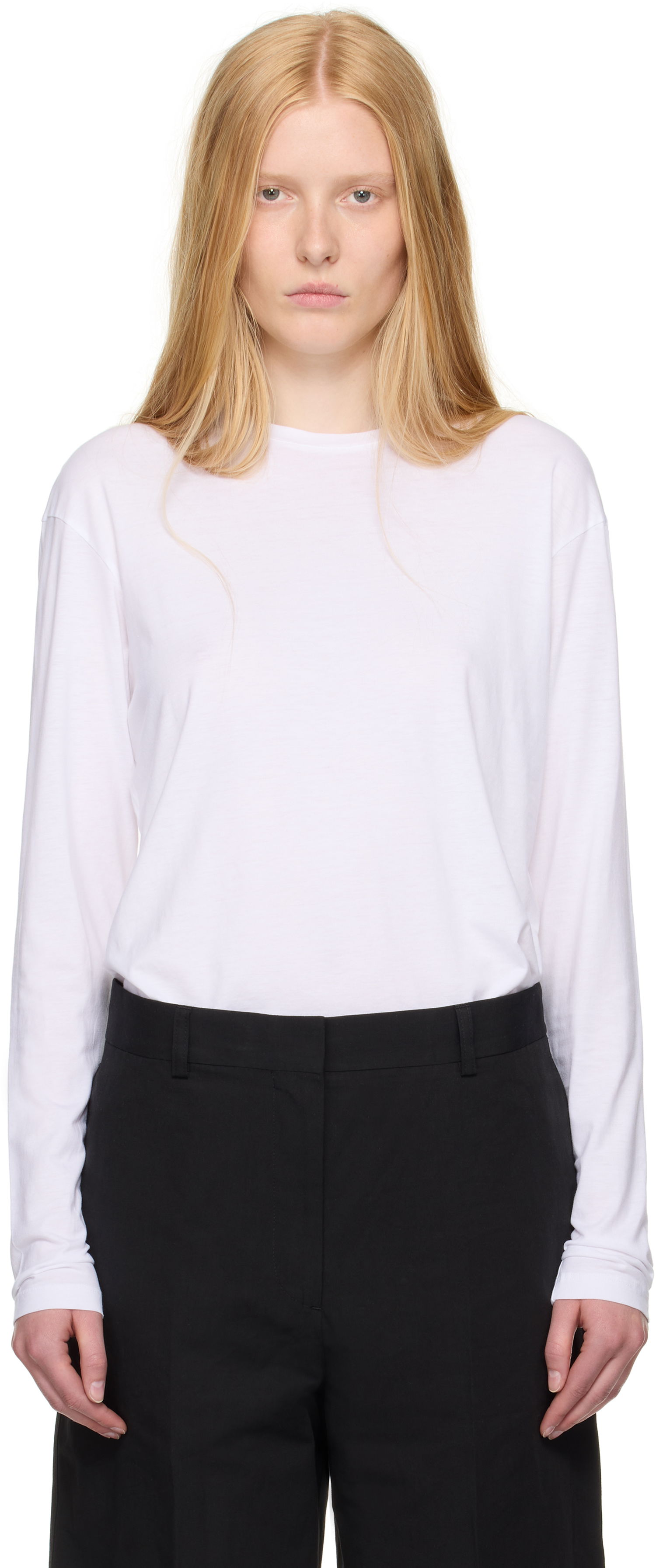 T-shirt TOTEME TOTEME Classic Long Sleeve T-Shirt Hvid | 253-WRT0588-FB0419, 0
