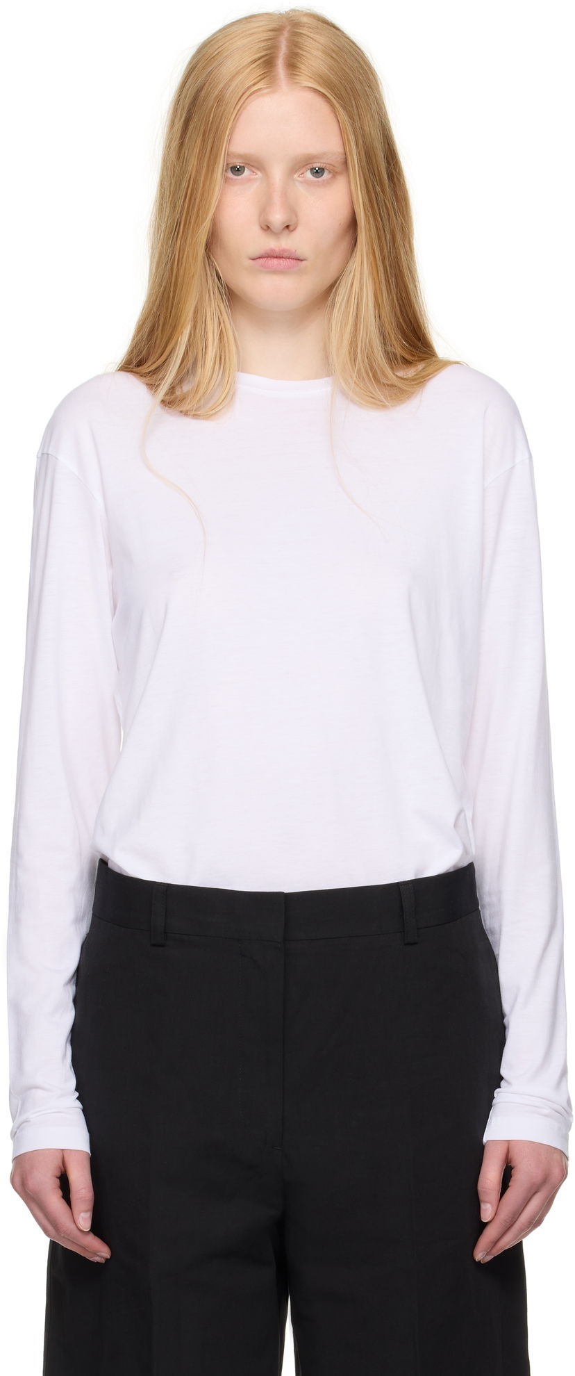 T-shirt TOTEME TOTEME Classic Long Sleeve T-Shirt Hvid | 253-WRT0588-FB0419