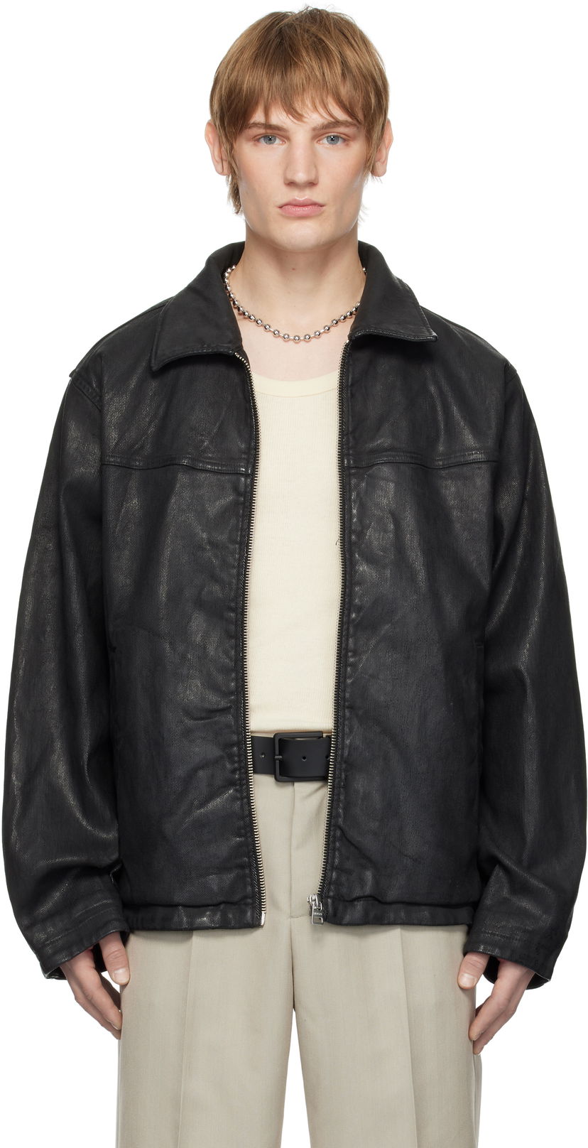Jakke BOSS Coated Denim Jacket Sort | 50530629