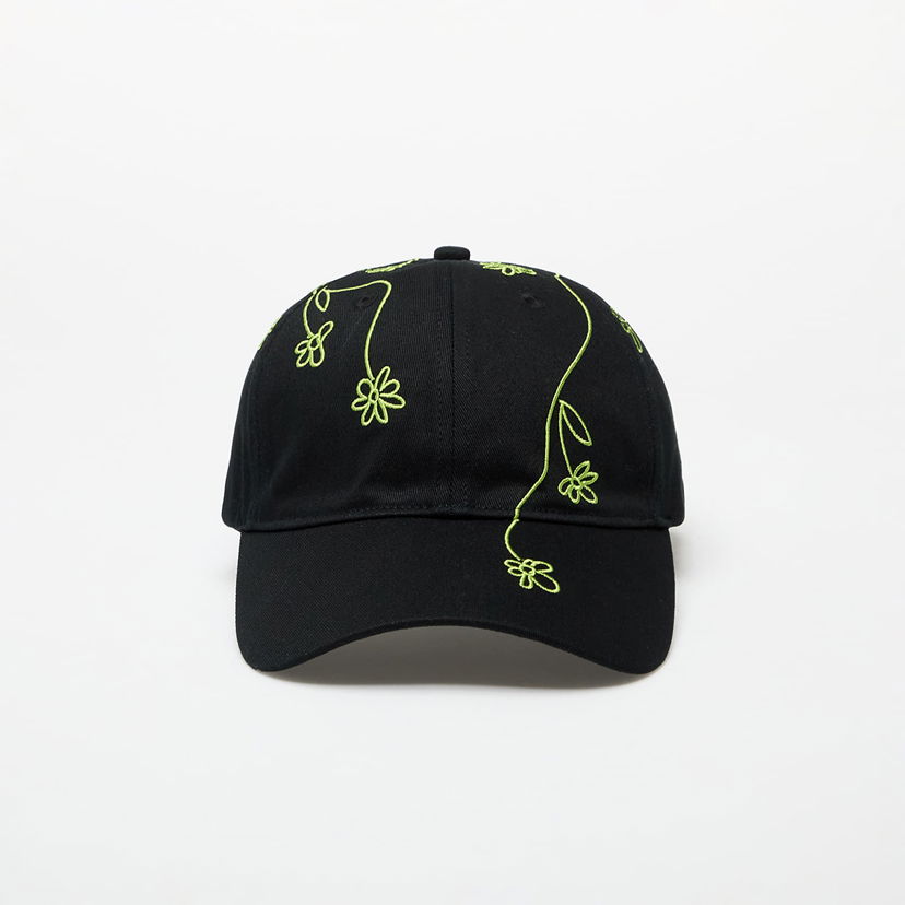 Kasket Footshop Black Baseball Cap with Flower Embroidery Sort | FTSHP_397