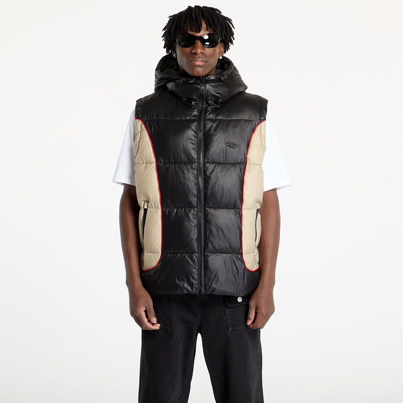 Vest Diesel Diesel W-Ostend-Sl Hooded Puffer Vest Sort | A14406_0DBCH Black