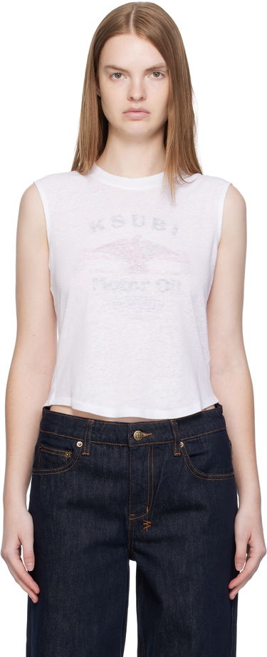 Tanktop Ksubi Ksubi Motor Oil Moss Cropped Tank Top Hvid | WFA25TA003, 0