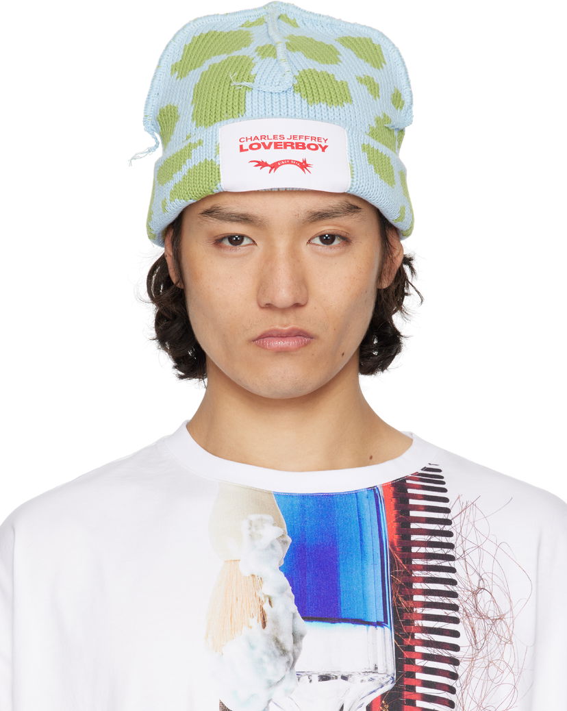 Beanie Charles Jeffrey Loverboy Charles Jeffrey LOVERBOY Knit Beanie with Logo Patch Blå | 54130602