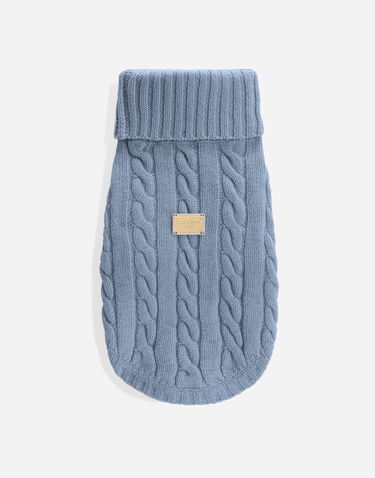 Sweater Dolce & Gabbana Dolce & Gabbana Cable Knit Wool Dog Sweater Blå | GX09KCJFMMDB3784, 3