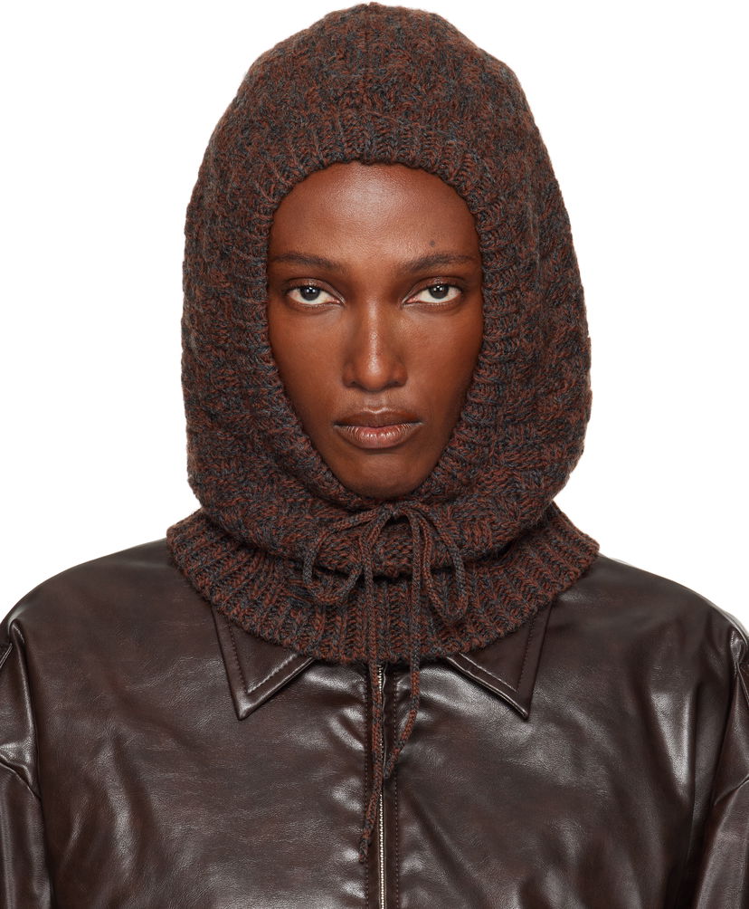 Hat Maison Margiela MM6 Maison Margiela Wool Blend Knit Hood Brun | SH2TB0005 M13174